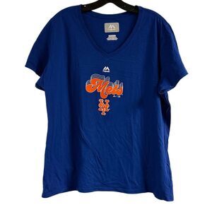 New Ladies Majestic New York Mets Baseball T-Shirt Size 2XL